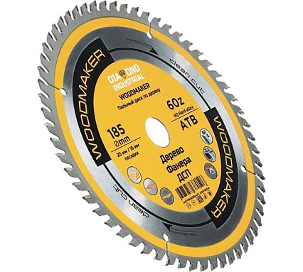 Диск пильный по дереву Woodmaker 185x20/16 мм, Z=60 ATB Diamond Industrial DIDD185Z60