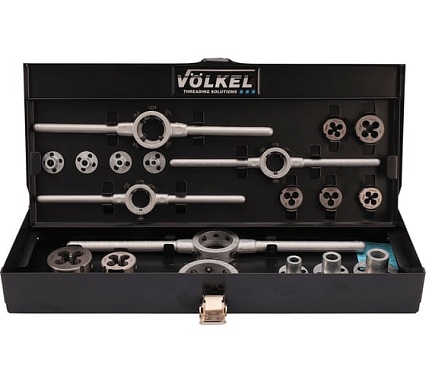 Набор плашек VOLKEL М3-М12 DINEN22568 HSS-G 19 предметов V49599