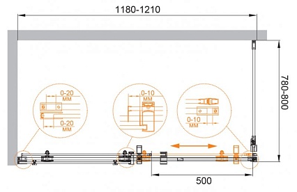 Душевой уголок Cezares STYLUS-O-M-AH-1-120/80-C-Cr 120x80 прозрачный