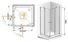 Душевой уголок Cezares ELENA-W-A-22-120-C-Cr 120x120 прозрачный, квадратный