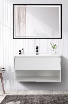 Мебель для ванной BelBagno Kraft 100 см 1 ящик, полка Bianco Opaco