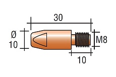 Наконечник токопроводящий для алюминия AL (Cu-E, М8x30, d-1.2 мм) для горелок MIG/MAG Энаргит AL-M8-30-12