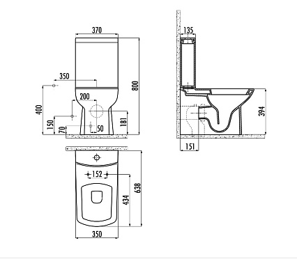 Бачок для унитаза Creavit Lara LR410-00SM00E-0000 черный матовый