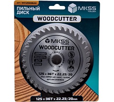 Диск пильный по дереву MKSS Toolbox WC1250 Woodcutter 125x36Тх22,23/20 мм WC12503622