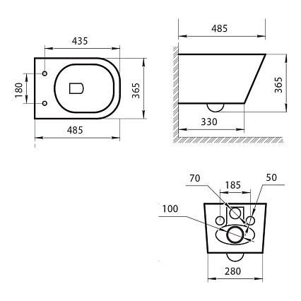 Подвесной унитаз Art&Max Ovale AM011CHR безободковый