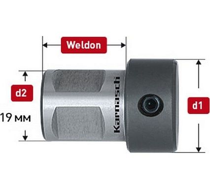 Переходник Weldon 19 для спиральных сверл 2-2.5 мм Karnasch 20.1830-002