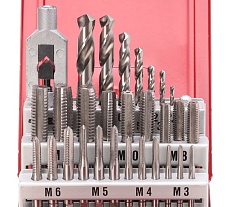 Набор ручных метчиков HSS M3-M12+вороток+сверла, 29шт RUKO 245003