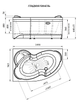 Акриловая ванна Ваннеса Ирма 150х97 с г/м Классик хром, L