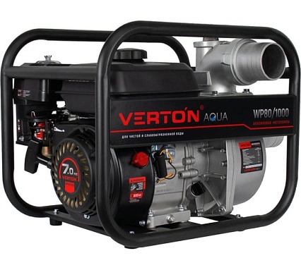 Мотопомпа Verton WP 80/1000 (7л.с/212см3,80мм/3", 1000л/мин, 60м3/ч, h8м/26, d8мм 01.17548.17553