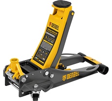 Домкрат гидравлический подкатной Denzel 3т, 75-500мм, быстрый подъем, низкий подхват, проф. 51250