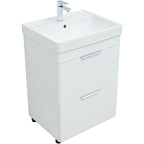Мебель для ванной Aquanet Ирис new 60 см, напольная 2 ящика, белый глянец
