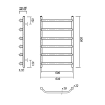 Полотенцесушитель водяной Domoterm Лаура П6 500x800, хром