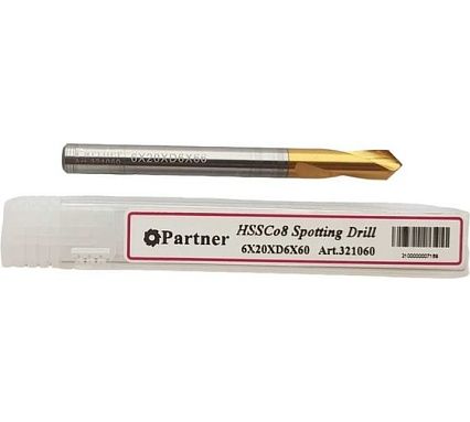Сверло центровочное Серия 321 (6х60 мм, HSSE, TiN, 90°) Partner 321060
