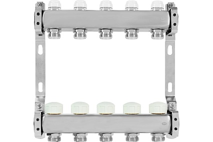 Коллекторная группа из нержавеющей стали ColSys 805 5 выходов, с отсечными и термостатическими клапанами 180522505