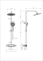 Душевая стойка Wonzon&Woghand Neo WW-B3035-A1-MB термостат, черный матовый