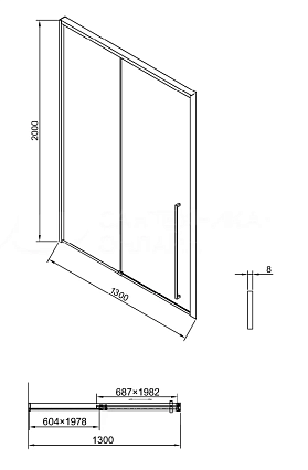Душевая дверь Timo TDSS-130/03C-8R 130x200 прозрачное, черный