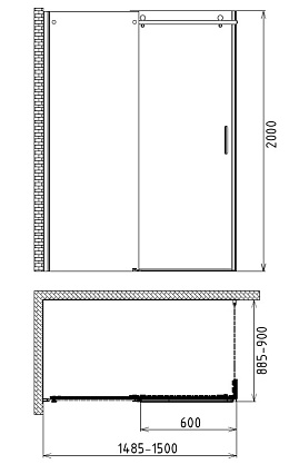 Душевой уголок Gemy Modern Gent S25161 L 90x150