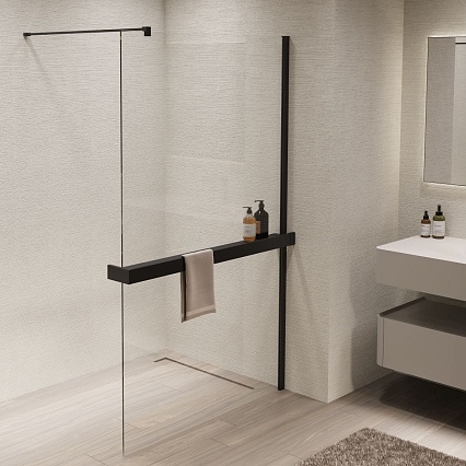 Душевая перегородка Vincea Walk-In VSW-1HR120CLB 120x200 черный матовый, прозрачное