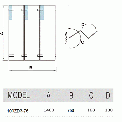 Шторка для ванны WeltWasser 100ZD3-75 75х140, 10000000935 прозрачная