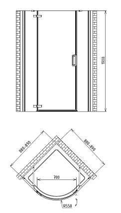 Душевой уголок Gemy Fall Tea S29076 L 90x90