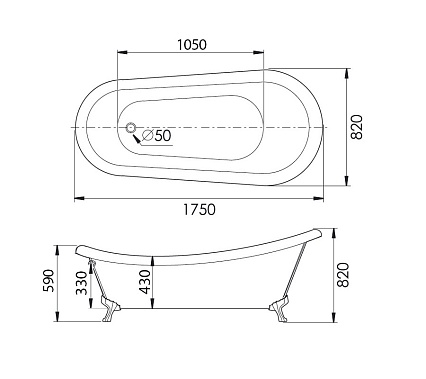 Акриловая ванна Gemy G9030 A 175x82