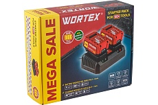 Набор Wortex аккумулятор 2x4 Ач, зарядное устройство 2x2 А ALL1, в коробке 1329413