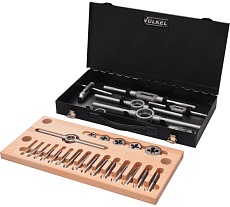 Набор метчиков и плашек VOLKEL UNC 1/4-1/2 HSS-G 27 предметов V48050
