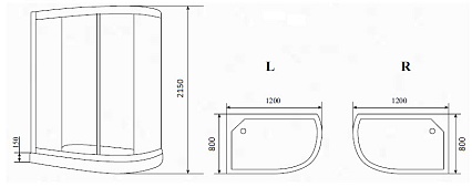 Душевая кабина Timo Eco TE-0702 80x120 R, с г/м, рифленые стекла, белый