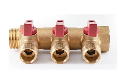 Коллектор с шаровыми кранами PROFACTOR в/н 3/4" х 3 вых 1/2"нар PF MV 264.3