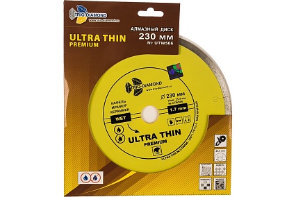 Диск алмазный отрезной Сплошной Ультратонкий Ultra Thin hot press (230х25.4 мм) TRIO-DIAMOND UTW506
