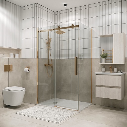Душевой уголок Grossman Classic 120.K33.04.1010.32.00 100x100 прозрачный, золото сатин