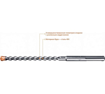 Бур SDS-Max (35х670 мм; 4 резца) по бетону Зубр 29350-670-35_z01