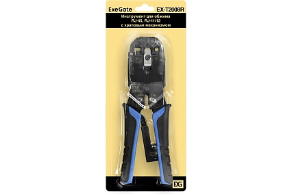 Инструмент Exegate EX-T2008R для обжима RJ-45, RJ-11, 12, с храповым механизмом, прямой ход обжимки 293155