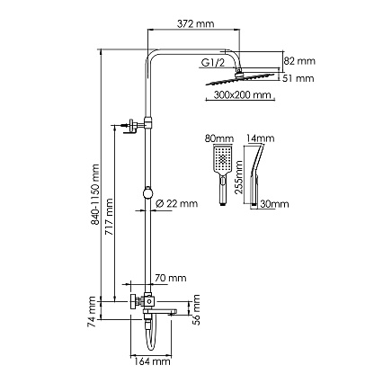 Душевая стойка WasserKRAFT A199.069.126.087.CH Thermo с термостатом, хром