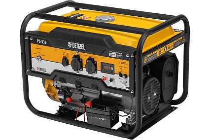 Бензиновый генератор Denzel PS-33E, 3,3 кВт, 230В, 15 л, электростартер 94537
