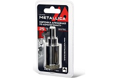 Коронка алмазная 25x70 мм, #46, со сверлом, по керамограниту, плитке, в блистере METALLICA Ultra 901786