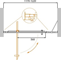 Душевая дверь Cezares MOLVENO-BA-11-100+20-P-Cr 120x195 рифленая