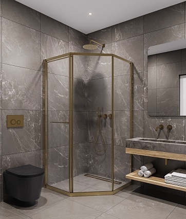 Душевой уголок Timo TTSS-100/17C-8L 100x100 левый, прозрачный, матовое золото