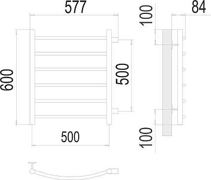 Полотенцесушитель водяной Terminus Классик П6 500x600 БП500, 4670078530219