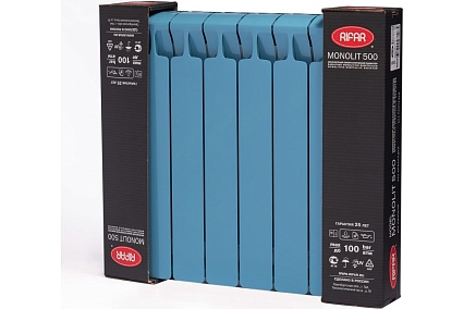 Радиатор биметаллический Rifar 45 Monolit 500-8 Ду 3/4 RAL 5024 САПФИР RM50083/45024