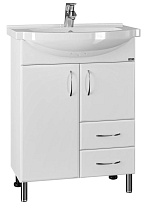 Тумба с раковиной Санта Элеганс 65 см с ящиками, белый