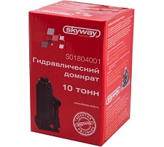 Гидравлический бутылочный домкрат Skyway 10т h 200-385 мм с клапаном в коробке S01804001