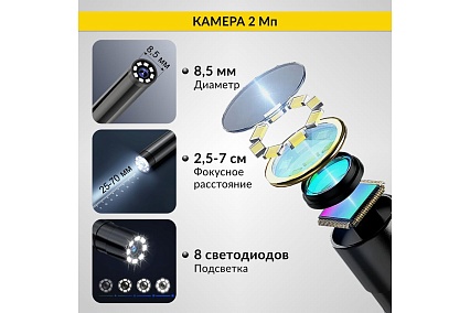 Промышленный эндоскоп iCartool экран 4.3, 2 Мп, 1 м, 8.5 мм зонд IC-VC81