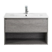 Мебель для ванной BelBagno Kraft 80 см 1 ящик, полка Cemento Grigio