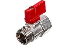 Шаровой кран Uni-Fitt мини, НВ 1/2", флажок, красный, металл 121N2000
