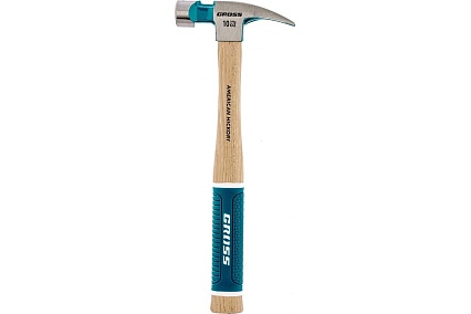 Молоток-гвоздодер Gross American hickory 280г, угол 75, магнит, обрезиненная рукоятка 10417