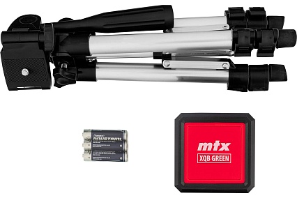 Лазерный уровень MTX xqb green pro set, 20 м, зеленый луч, батарейки, штатив 350195