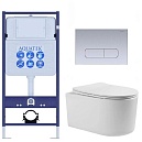 Подвесной унитаз SET Aquatek Мия-014 3в1, кнопка хром матовый