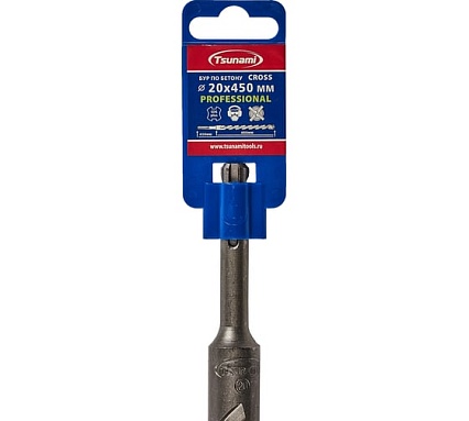 Бур по бетону Tsunami PROFESSIONAL Cross 20х450/400 мм, SDS-plus T10610300020450