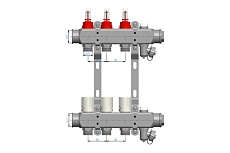 Коллекторная группа из нержавеющей стали Victoria с расх. 1&quot;x3/4ek- 8вых. (кран маевского + сливной кран) 60-108